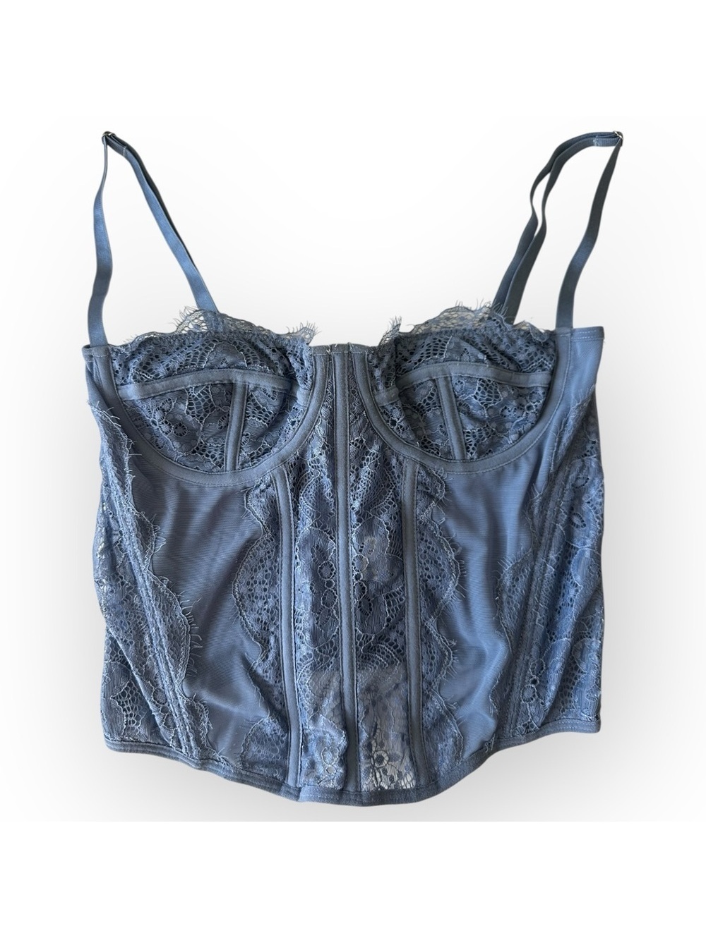 Chic Lace Bustier in Slate Blue